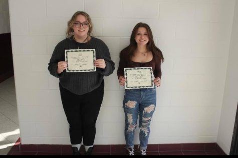 Allee Adkins (l) and Raigan Lytton (r), are moving on to the state Young Writers competition with their award-winning short stories.