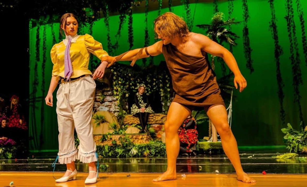 Pictured: Mia Houck as Jane Porter and Cohen Shrader as Tarzan. 